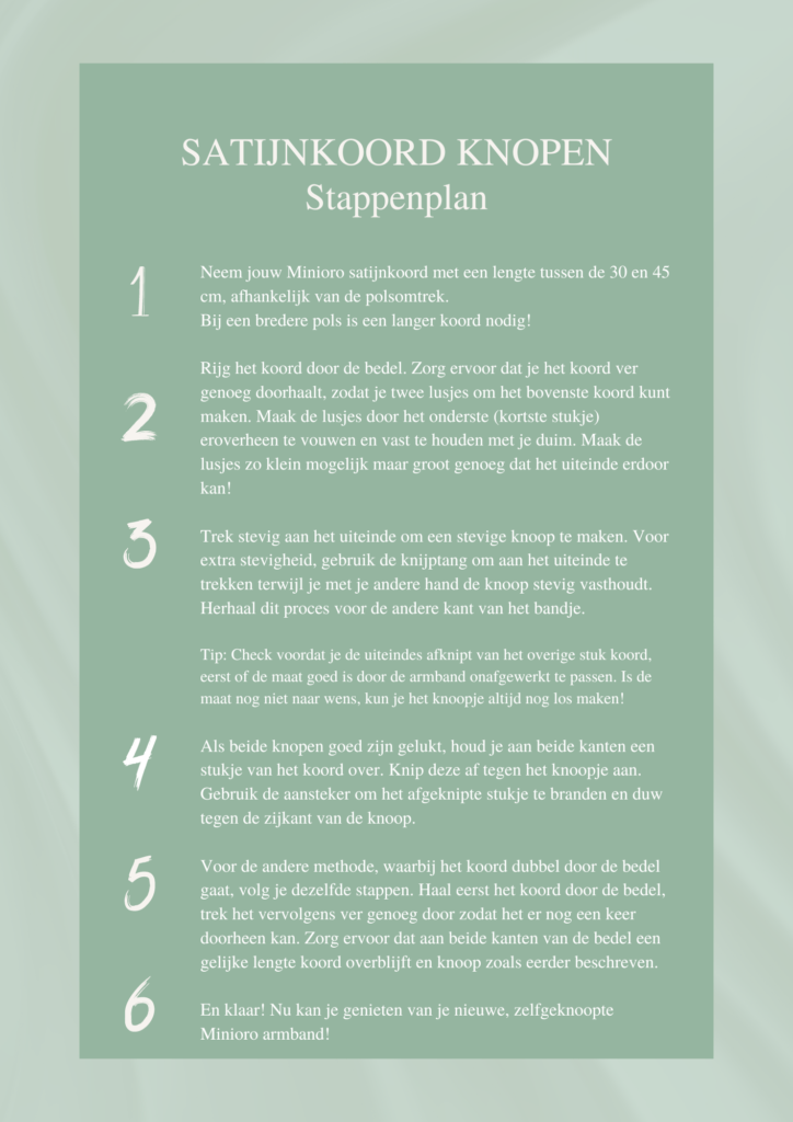 Thuis zelf je satijnen armbandje knopen.
