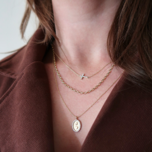 Ketting Cross Pavé wit