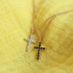Ketting Cross Pavé Tag wit