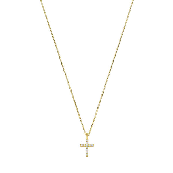 Ketting Cross Pavé Tag wit