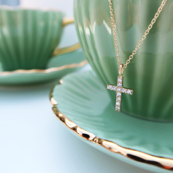 Ketting Cross Pavé Tag wit - Afbeelding 3
