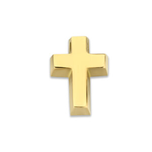 Deze kruisbedel van Minioro is gemaakt van 14 karaats goud. Ook mogelijk om dit te doen met as of moedermelk.