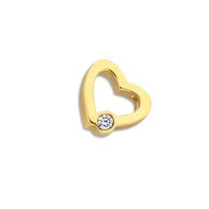 Deze hartbedel van Minioro is gemaakt van 14 karaats goud.