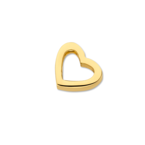 Deze hartbedel van Minioro is gemaakt van 14 karaats goud.