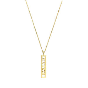 Deze ketting van Minioro is van 14 karaat goud. In de ze bedel is een jaartal verwerkt. De bedel kan ook afgewerkt worden met een initiaal bedel of diamanten. Zo heb je echt een persoonlijk en uniek sieraad.