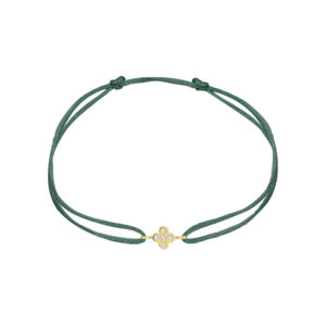 Deze satijnenarmband van Minioro is van 14 karaat goud. Er zitten prachtige diamant in verwerkt.