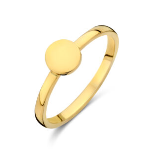 Deze ring is van het merk Minioro. In deze ring zit een graveer munt. Hier kan je test of een vingerafdruk oplaten graveren. De ring is van 14 karaat goud.