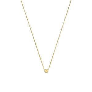 Deze 14 karaats gouden ketting van het merk Minioro is ingelegd met prachtige diamanten. Deze bedel kan je personaliseren met een initiaal of vormpje. Perfect om aan een ketting of armband te hangen.
