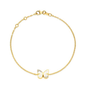 Deze armband van Minioro is gemaakt van 14 karaats goud. De sieraden kunnen worden afgewerkt met prachtige diamanten maar ook met moedermelk of as. Zo heb je echt een uniek en persoonlijk sieraad.