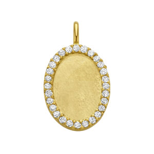Deze bedel van het merk Minioro is vervaardigd uit 14 karaats goud en heeft een hanger waarin een vingerafdruk of gravering kan worden. Zo ontstaat een elegant en persoonlijk aandenken vol betekenis, afgewerkt met schitterende diamanten.
