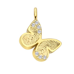 Deze bedel van Minioro is gemaakt van 14 karaats goud. De sieraden kunnen worden afgewerkt met prachtige diamanten maar ook met moedermelk of as. Zo heb je echt een uniek en persoonlijk sieraad.