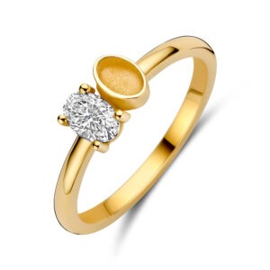14 karaats gouden ring met diamanten 0.25 ct