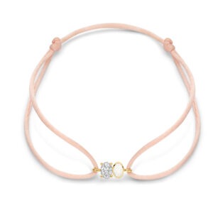 14 karaats gouden satijnen armband met moedermelk of as en diamant 0.25 ct